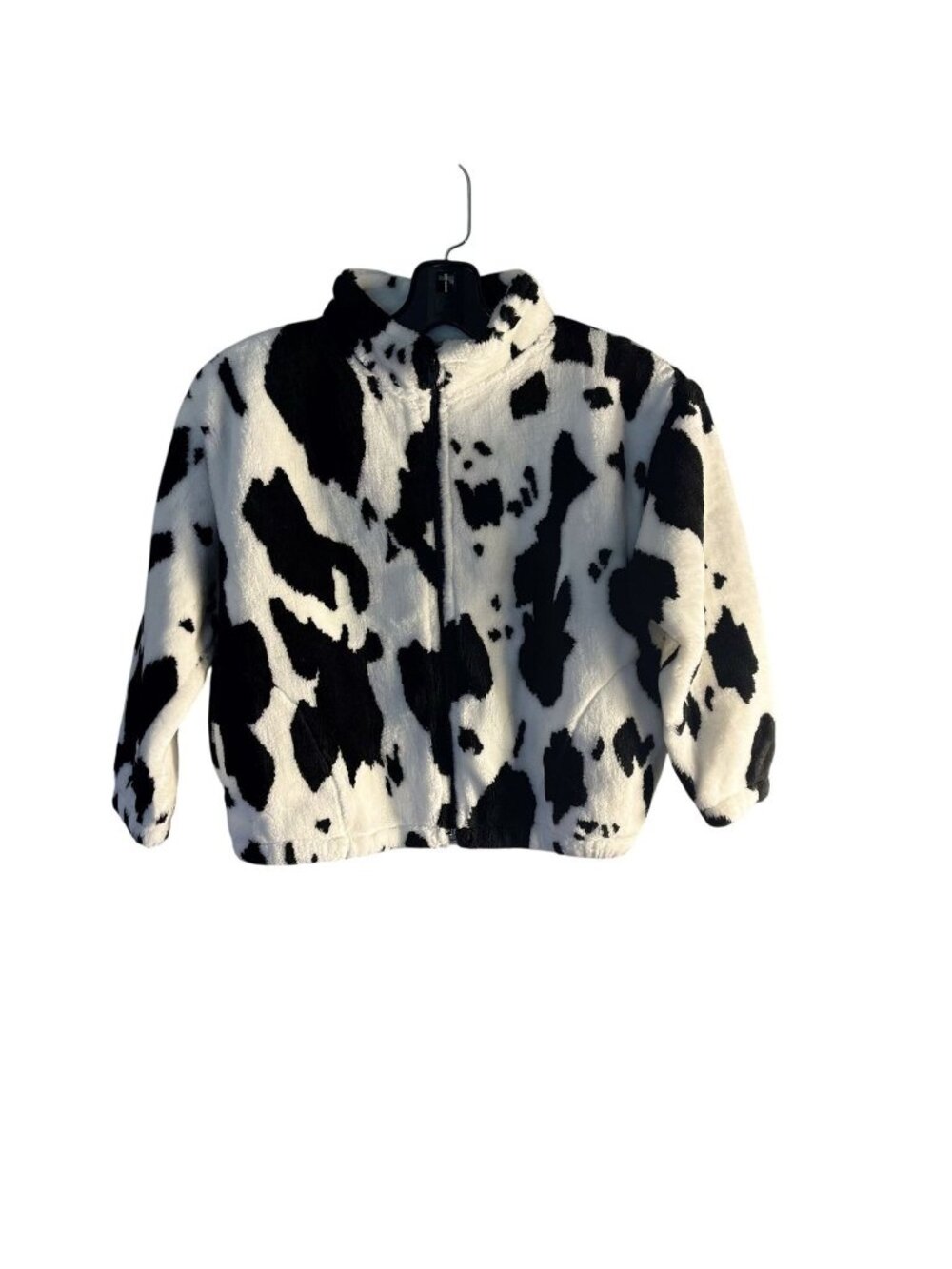 Black Mountain Outdoor Cow Print Fleece Jacket Youth XL Full Zip Warm Plush Soft